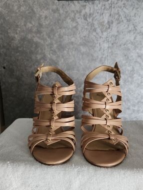 Women's Nude Strappy High Heel Sandals (size 7)